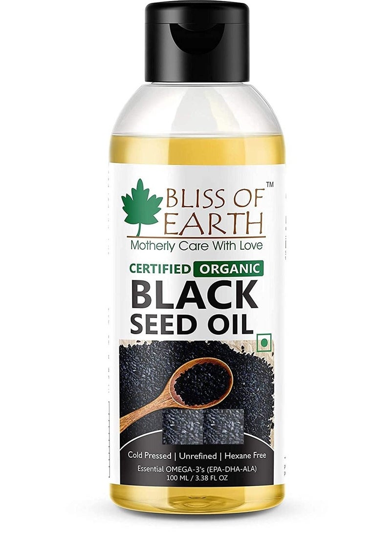 Bliss of Earth Black Seed Oil 100ml, Cold Pressed & Hexane Free, 100% Pure & Natural Nigella Oil - Image 1